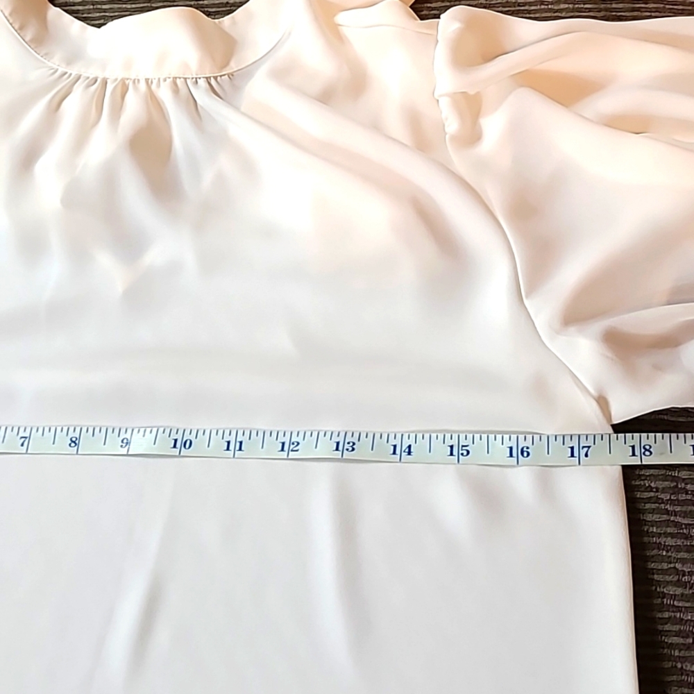 Express Cream Mock Neck Short Sleeve Blouse - Picture 8 of 10